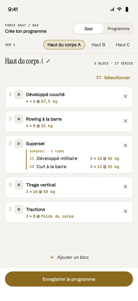 Le programme par jours