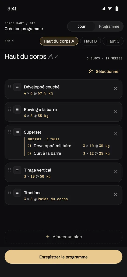 Le programme par jours