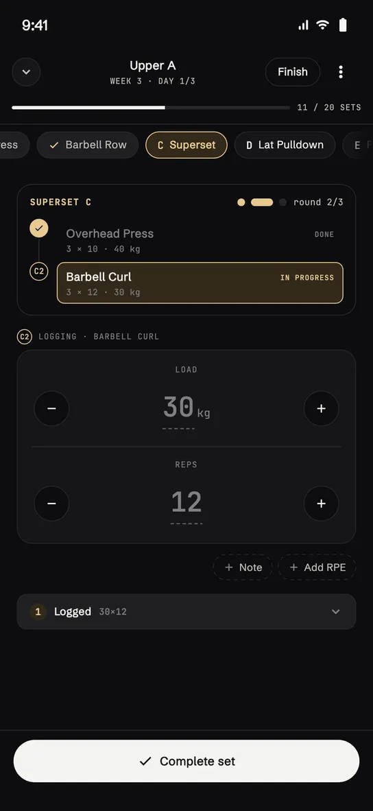 Superset in session