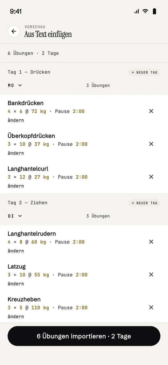 Aus den Notizen einfügen