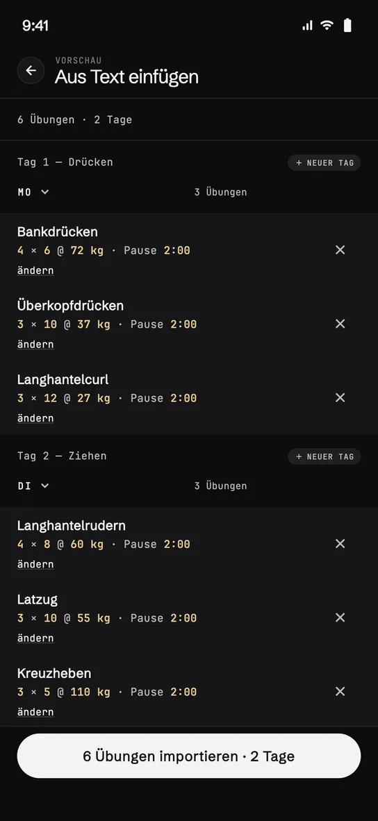 Aus den Notizen einfügen