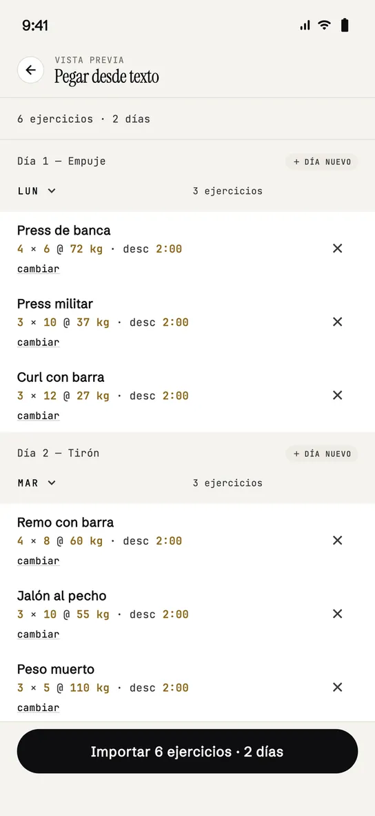 Pegar desde las notas