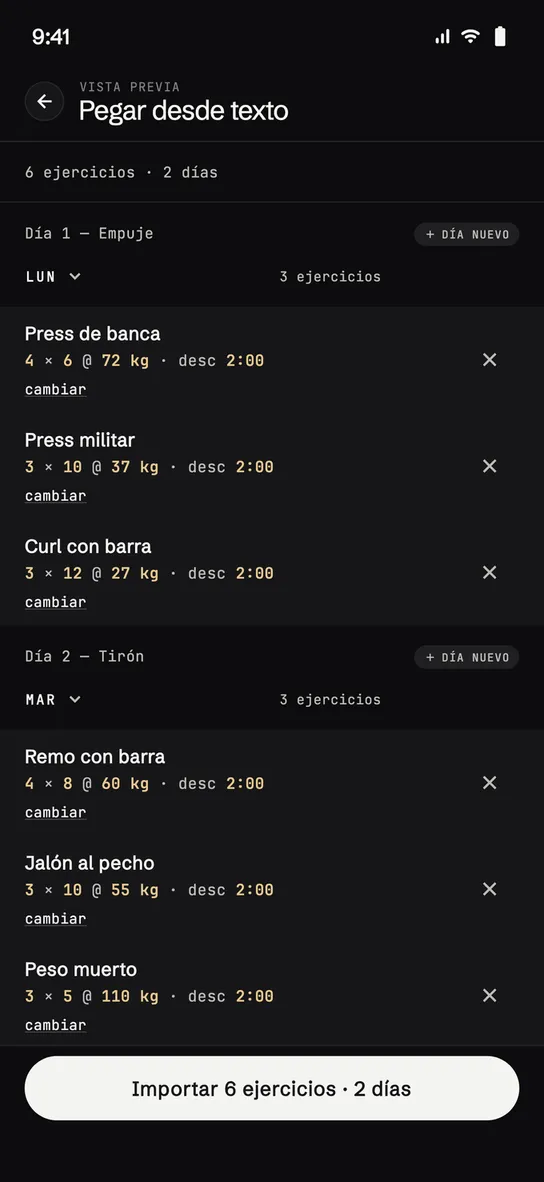 Pegar desde las notas